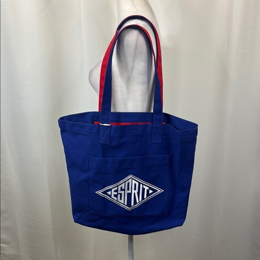 Esprit Blue and Red Tote Bag - Picture 2 of 11